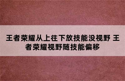 王者荣耀从上往下放技能没视野 王者荣耀视野随技能偏移